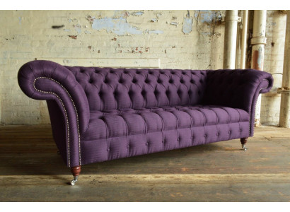 Modernt Lila Chesterfield Drësëtzer Wunnzëmmer 3er Sofa