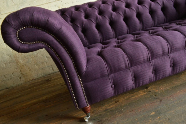 Modernt Lila Chesterfield Drësëtzer Wunnzëmmer 3er Sofa