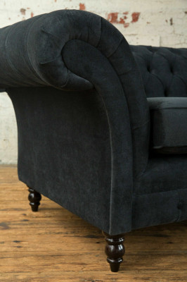 Stilvollen Schwaarzen Chesterfield Sofa Designer 3-Sëtzer Luxus Canapé