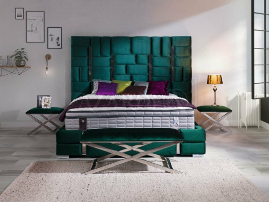Polsterbett Duebelbett Designer Bett Ehebett Schlofzëmmer Sametbett Stoffbetter