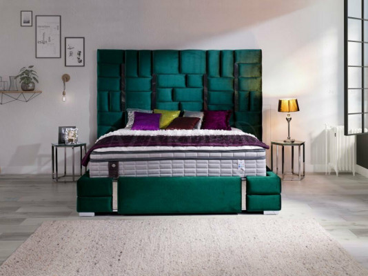 Polsterbett Duebelbett Designer Bett Ehebett Schlofzëmmer Sametbett Stoffbetter