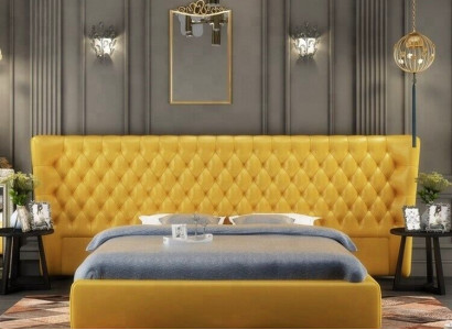 XXL Grouss Mauerpaneel Bett Chesterfield Hotel Luxus Design Better 200x200cm Nei
