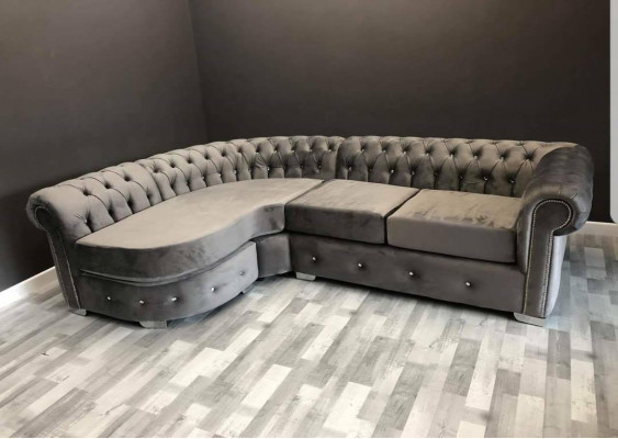 Grom Wunnzëmmer Canapé Chesterfield Gepolsterte Sëtz Garnitur Ecker Grupp