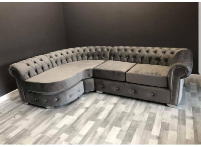 Grom Wunnzëmmer Canapé Chesterfield Gepolsterte Sëtz Garnitur Ecker Grupp