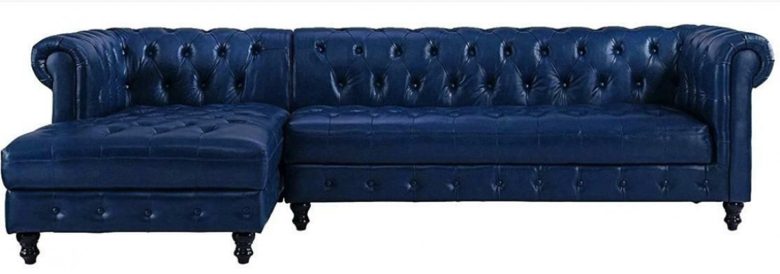 Chesterfield Eckskultur Sofa Couch Polstersofa klassesch Miwwelen