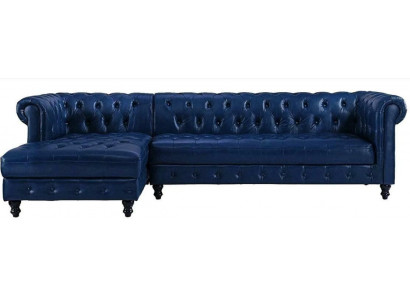 Chesterfield Eckskultur Sofa Couch Polstersofa klassesch Miwwelen
