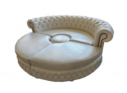 Chesterfield RUNDSOFA Ecksofa Royal Hallef-Ronn Designer Sofa Couch Ledersofa