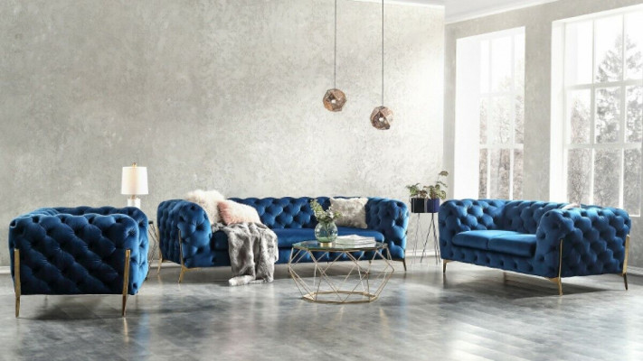 Sofa Canapé Polster XXL Grouss Garnitur Chesterfield Textil 3+2+2 Designer Canapéen