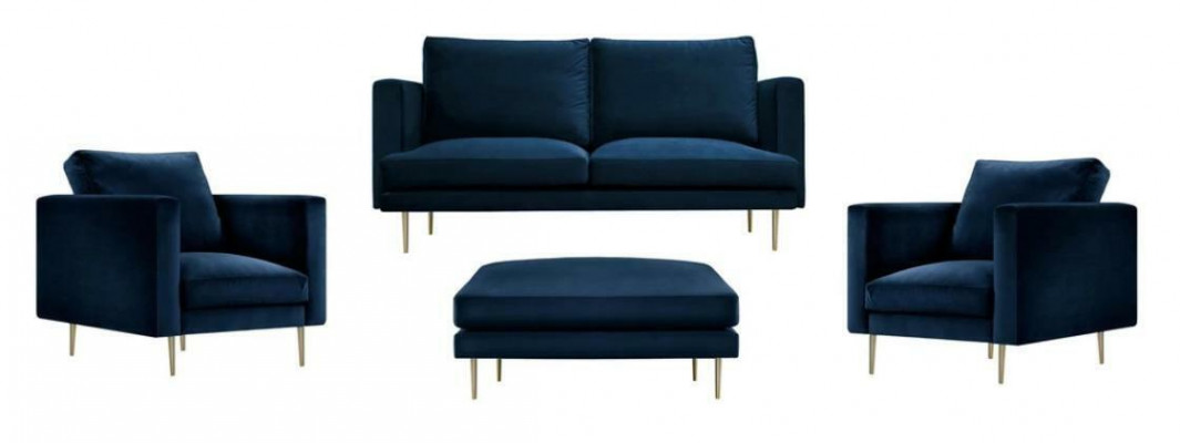 Canapé Groupe Sëtz Still Hocker Miwwelen Textil Stoff Blo Zwesëtzeger Wunnzëmmer nei