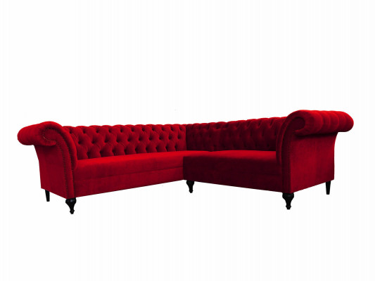 Designer Rout Ecke Chesterfield Canapé Modern Eckcouch Designer Miwwelen