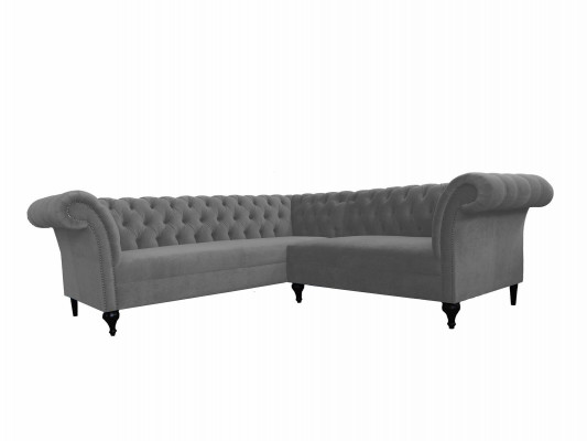 Gro schwaarzt Chesterfield Eckecksofa Eckcouch Designer L-Form Samett Sofa