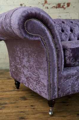 Lila Chesterfield Dräisëtzer Chesterfield Luxus 3-Sëtzer Sofa