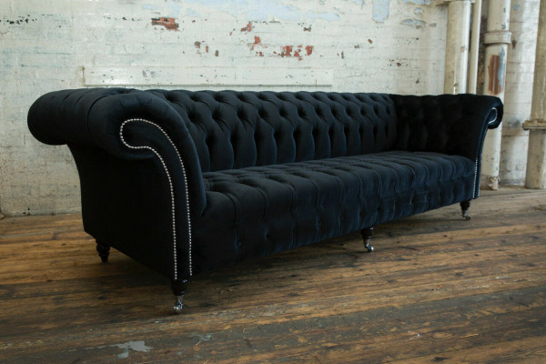 Schwaarze modern véiersëtze Luxus 4-Sëtzer Wunnzëmmer Sofa