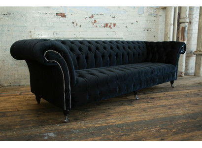 Schwaarze modern véiersëtze Luxus 4-Sëtzer Wunnzëmmer Sofa