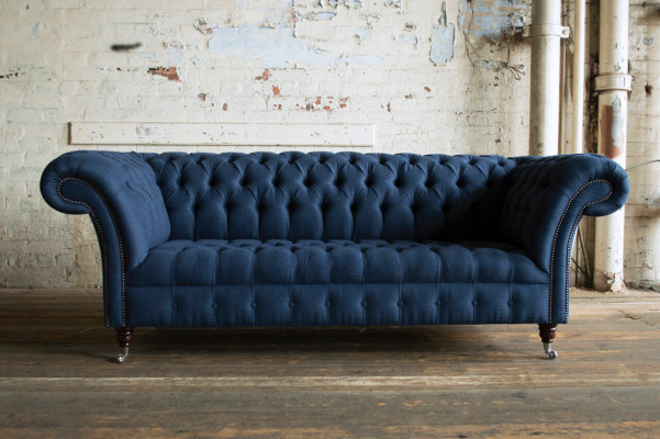 Blo Textil Chesterfield 4-Sëtz Designer Polstersofa