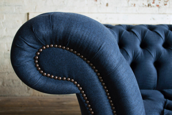 Blo Textil Chesterfield 4-Sëtz Designer Polstersofa