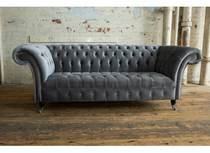 Moderne Chesterfield gro 3-Sëtzer Stilvolle Wunnzëmmer 3er Couch