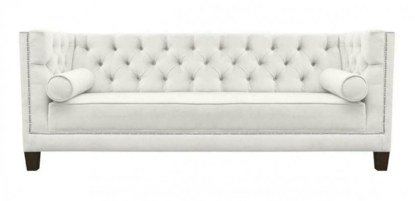 Dräisëtzer Stoff Wunnzëmmer wäiss Couchen Polstersofa Sofas Chesterfield Couch