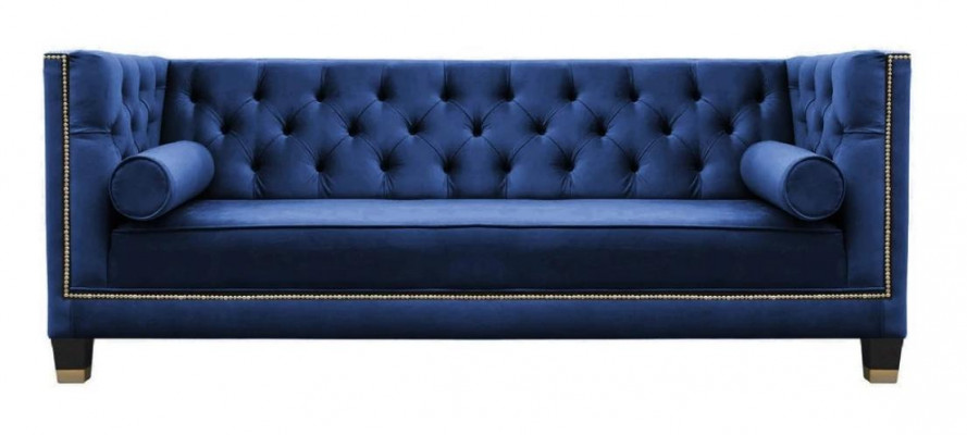Bloën Chesterfield Dräisëtzer Stoff Wunnzëmmer Design Couchen