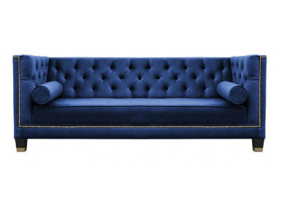 Bloën Chesterfield Dräisëtzer Stoff Wunnzëmmer Design Couchen