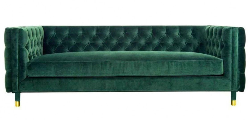 Chesterfield 4-Sëtzer Sofa Luxus Design Miwwelen Textil Stoff Couchen Gréng Sofasen