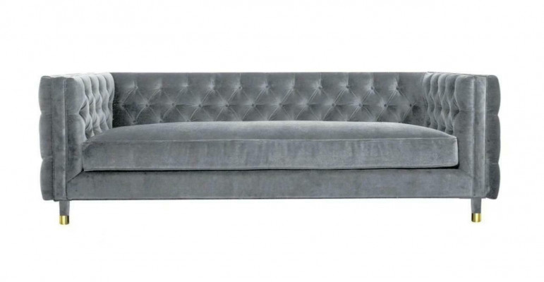 Grau Textilstoff Canapé Kreativ Miwwelen 4 Sëtzer Nei Chesterfield Canapé XXL Grouss