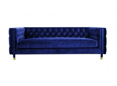 Blo Chesterfield Sofa Groussen Designer 4-Sëtzer Nei Textil Stoffer Couchen