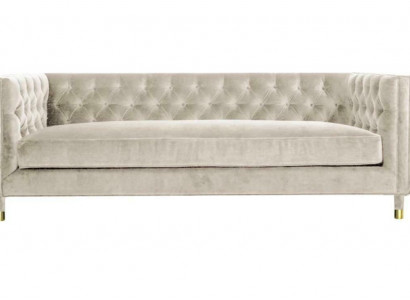 Beige Miwwelen 4 Sëtzer Chesterfield Canapé Samt XXL Grouss Textilstoff Couchen