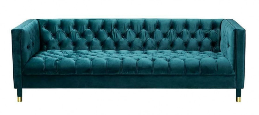 Chesterfield Sofa Blo Sofae Textil Stëfter Couch Miwwelen 4-Sëtzer