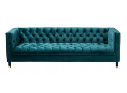 Chesterfield Sofa Blo Sofae Textil Stëfter Couch Miwwelen 4-Sëtzer
