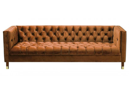 OrangenSofa Chesterfield Couch Textil Stoff Canapéen Luxus Miwwelen 4-Sëtzeger