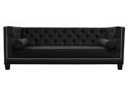 Chesterfield 4-Sëtzer Canapé Luxus Design Textil Stoff Couche Schwarz Canapéen
