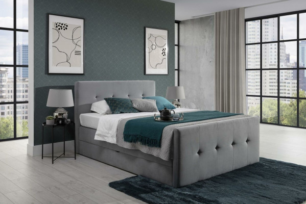 Modern Grey Chesterfield Bett Luxus duebel Better Schlofkummer Miwwelen