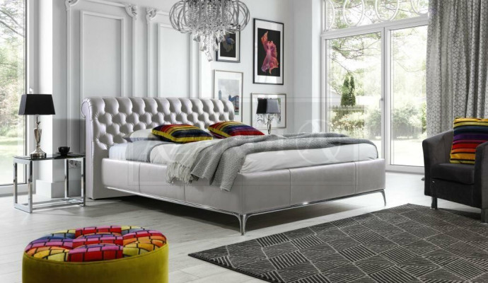 Schwaarzt Chesterfield Luxus Duebelbett Designer Schlofzëmmer Miwwelen
