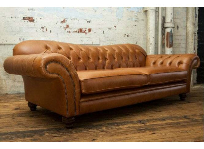 Brongen Chesterfield Dräisëtzer Luxus Wunnzëmmer 3-er Canapé