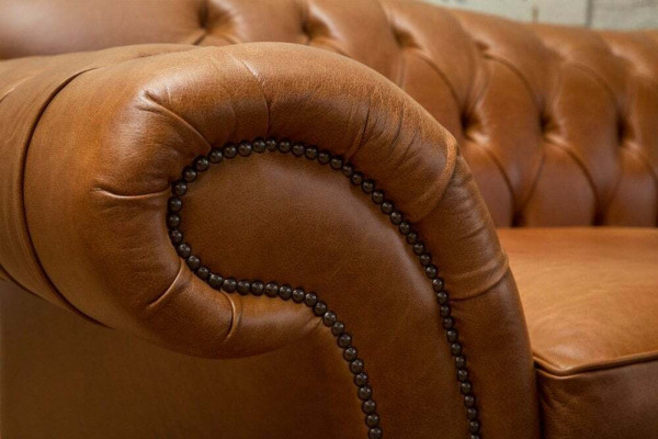 Brongen Chesterfield Dräisëtzer Luxus Wunnzëmmer 3-er Canapé