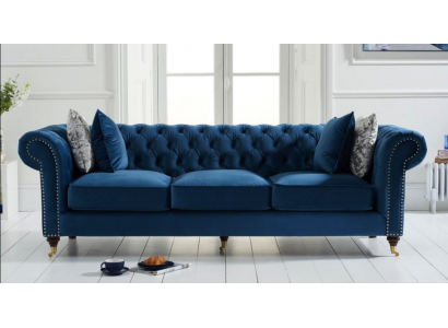 Blo Chesterfield Canapé Luxus Wunnzëmmer Canapé Stoffscofa