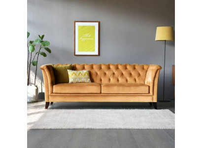 Orange Chesterfield 3-Plaz Modern Wunnzëmmer Luxus Canapé