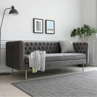 Sofa Luxus Textil Chesterfield Couch Sofaen Polster 3 Sëtzer Italienesch Miwwelen