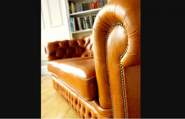 Chesterfield Sofa Canapé Polster Stoff Lieder Couchen Bruen Garnitur 3 Sëtzer