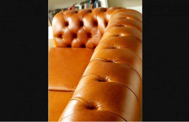 Chesterfield Sofa Canapé Polster Stoff Lieder Couchen Bruen Garnitur 3 Sëtzer