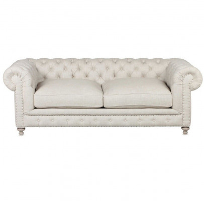 Wäiss Polster Chesterfield 3-Sëtzer Luxus Wunnzëmmer Sofa