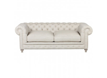 Wäiss Polster Chesterfield 3-Sëtzer Luxus Wunnzëmmer Sofa