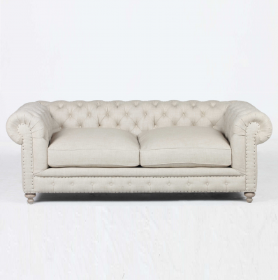 Wäissen Chesterfield Luxus Dräisëtzer Moderne 3er Wunnzëmmer Couch