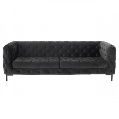 Designer schwaarzen dräisëtzer Chesterfield 3-er modern Couch