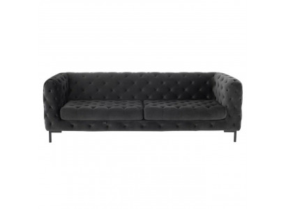 Designer schwaarzen dräisëtzer Chesterfield 3-er modern Couch