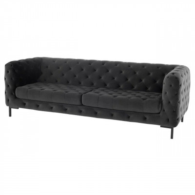 Designer schwaarzen dräisëtzer Chesterfield 3-er modern Couch