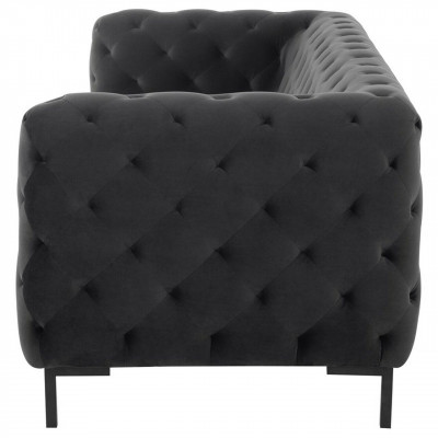 Designer schwaarzen dräisëtzer Chesterfield 3-er modern Couch