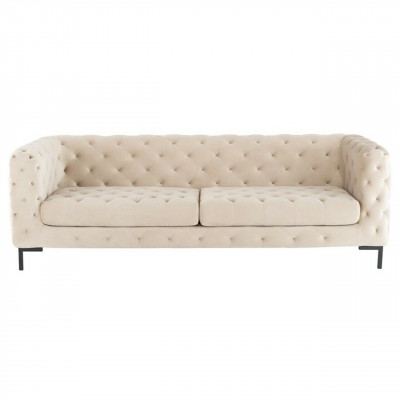 Beige Designer Chesterfield Dräisëtzer Luxus Wunnzëmmer Couch