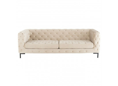 Beige Designer Chesterfield Dräisëtzer Luxus Wunnzëmmer Couch